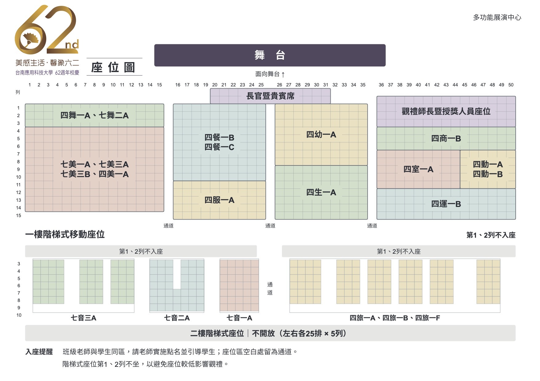 台南應用科技大學62週年校慶學生座位圖