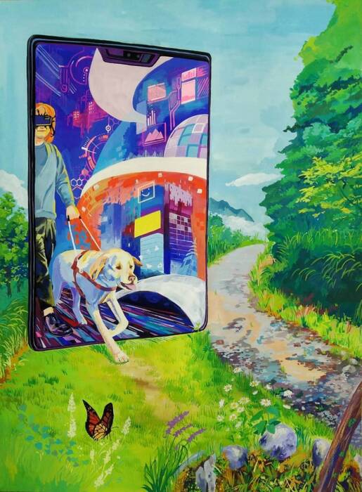 謝瑞芯同學作品《導盲犬》獲漫畫類大專組的特優圖片