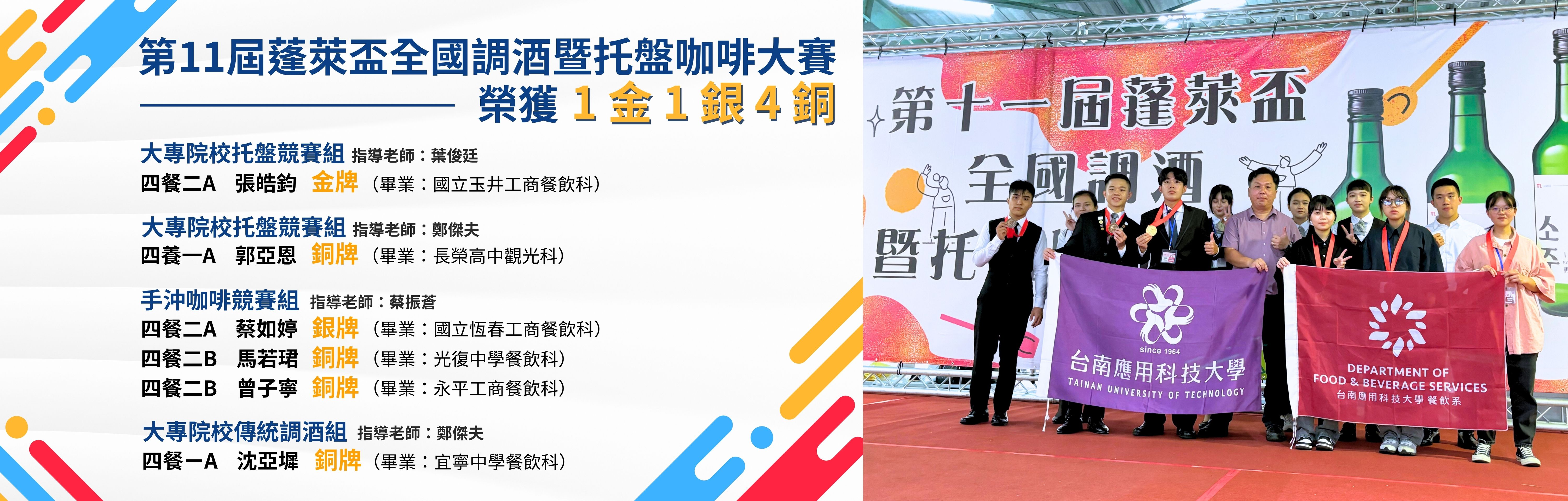 Link to 第11屆蓬萊盃全國調酒暨托盤咖啡大賽榮獲1金1銀4銅