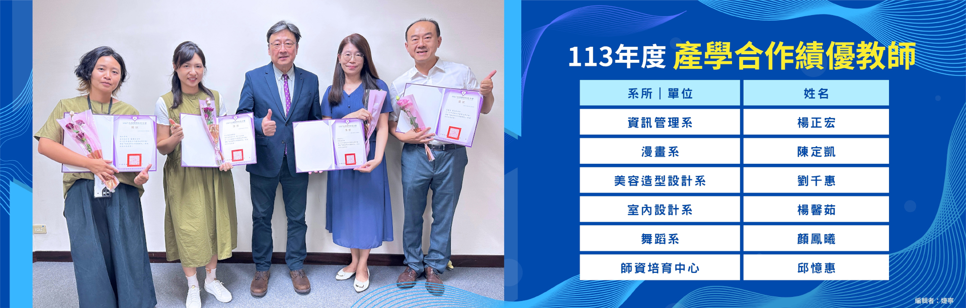 113年度產學合作績優教師