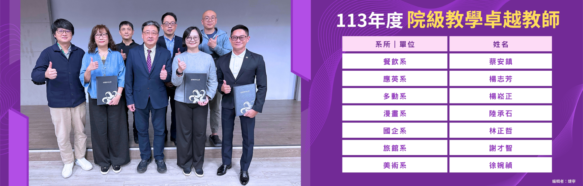 113年度院級教學卓越教師