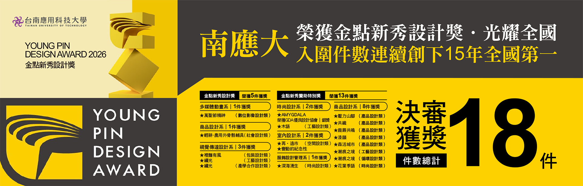 Link to ｜選擇南應 · 成就第一｜2026 南應大榮獲金點新秀設計獎18件作品獲獎